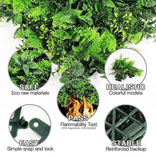 Artificial Grass Wall Panels, 12pcs 20"x20" Plant Wall Mats for Greenery Backdrop, 3 sqms Outdoor Green Hedges for Privacy Screening Fence Covering - color: Green