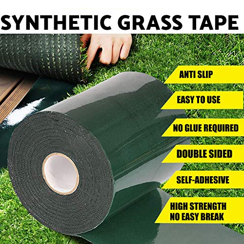 TYLife Double-Sided Artificial Grass Tape(6inx16ft),Self-Adhesive Synthetic Grass Seam Tape,Indoor Outdoor Turf Tape for Concrete, Tape for Jointing Fixing Fake Green Lawn,Synthetic Turf Rug - size: Double-sided(6InX16Ft)