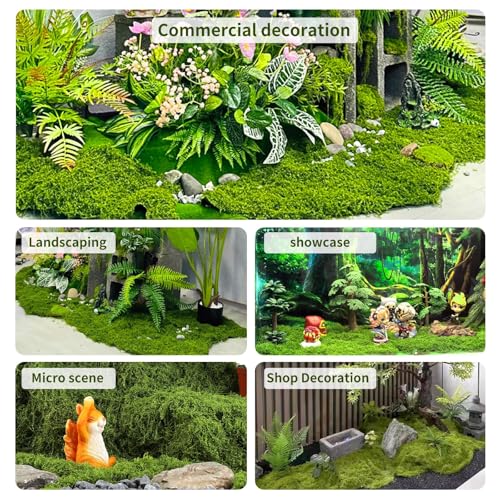 Artificial Green Moss Mat for Decoration Carpet Grass Wall, 19.68 x 19.68 inch Natural Preserved Moss Mat, Green Moss Sheets for Crafts Woodland Decor Garden Party Decorations Wall Art DIY Project