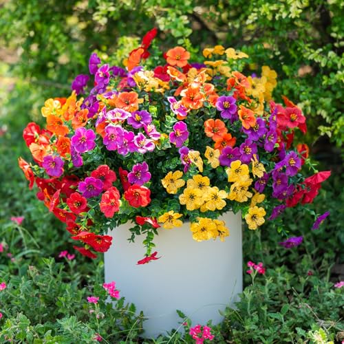 12 Bundles Artificial Flowers for Outdoors Decorations, Spring Summer Multicolor Realistic Faux Silk Daisy, UV Resistant Fake Flowers for Patio Home Decor Garden Planter Window Box Yard - color: Fall Tones&12 Bundles