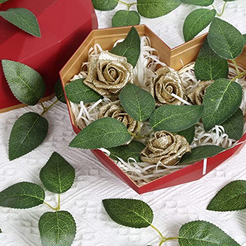Artificial Rose Leaves, 100pcs Fake Green Leaves Bulk Silk Leaves with Stems Greenery for Centerpieces DIY Wedding Bouquets Party Decorations - color: 3-leaf Rose Leaf