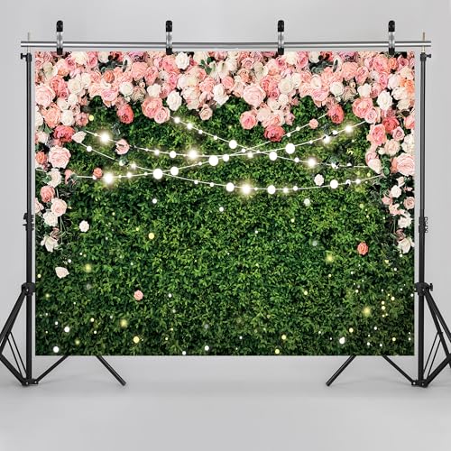 Riyidecor Flower Wall Backdrop Vinyl for Woman Green Leaves Plant Pink Rose Floral Blossom Spring Nature Botanical Birthday 10Wx8H Feet Girls Photography Background Birthday Photo Studio Shoot - color: A-Green, size: 10Wx8H