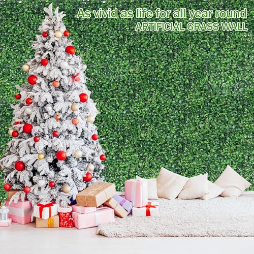 Ogrmar 12 PCS 20"x 20" Artificial Boxwood Panels Topiary Hedge Plant, Privacy Hedge Screen Sun Protected Suitable for Outdoor, Indoor, Garden, Fence, Backyard and Decor (12, 20"x 20") - size: 20"x 20"