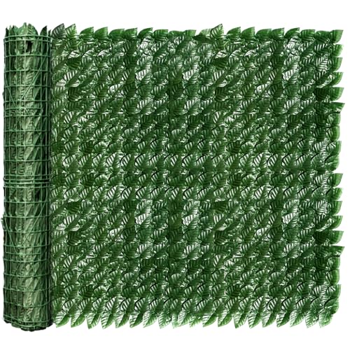 Artificial Ivy Privacy Fence Screen, 120x60 inch Faux Hedge Fence Panel Greenery Vines, Balcony Privacy Screen Decoration for Patio, Balcony, Wall, Backyard Indoor Outdoor - color: Green Pothos Leaves, size: 120x60 inch