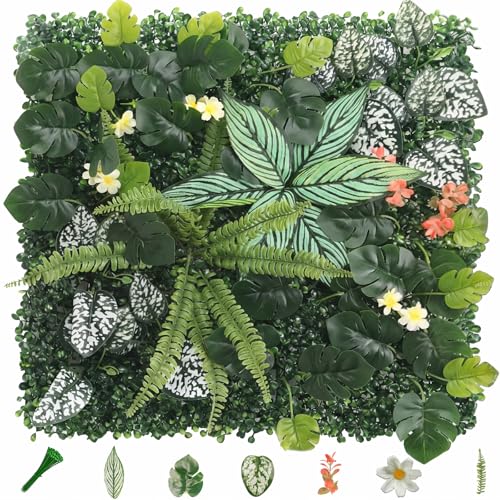 8 Pack 20"x20"Grass Wall Panels-Artificial Boxwood Panels for Greenery Wall Backdrop,UV-Protected Greenery Wall Backdrop Faux Greenery for Indoor Outdoor Decor,Garden Fence,Wedding,Privacy Screen - size: 20x20 8PCS-06