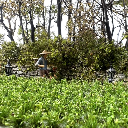 120 Pcs 8-Color Miniature Tea Garden Grass Tufts - Static Artificial Grass Plants for Diorama, Model Railway, Train Scene Decoration, Ages 14+ (0.8cm)(Summer Green) - color: Summer Green