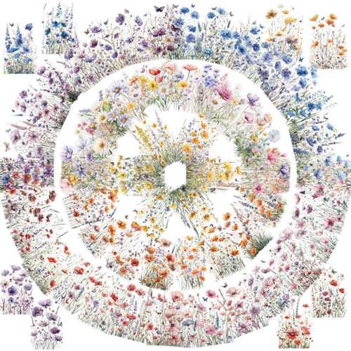 160 Pcs Wildflower Stickers, Waterproof Botanical Stickers for Scrapbooking Junk Journal Notebook Planner Card Making Collage Envelope Phone Case Craft Projects - color: Wildflowers