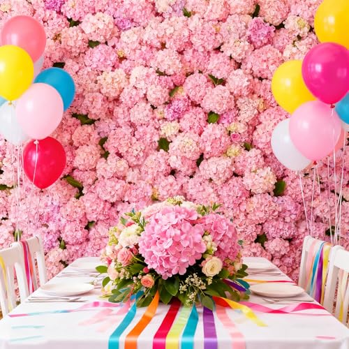 100PCS Artificial Hydrangea Flowers, Fake Flowers Silk Hydrangea Full Flowers Heads with Stems for Wedding Home Party Shop Baby Shower Decor (Bubble Pink) - color: Bubble Pink