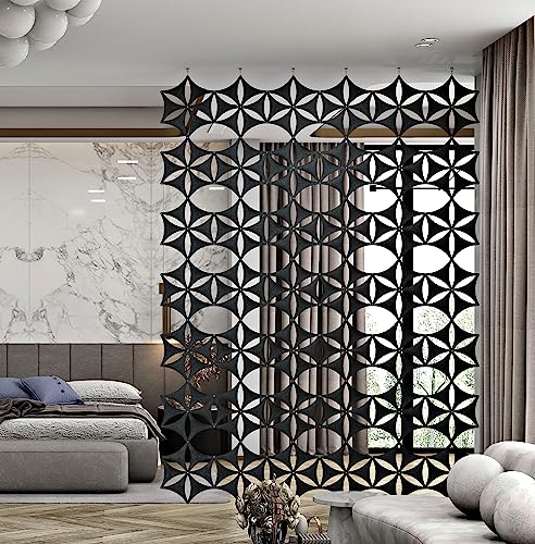 Felt Fiber Surface High Density Polyester Fiber Board 3D Flower Venus 14"x12" Hanging Room Divider Panel Cut Room Partition Home Decoratio(12 Pcs)(Black) - color: Black