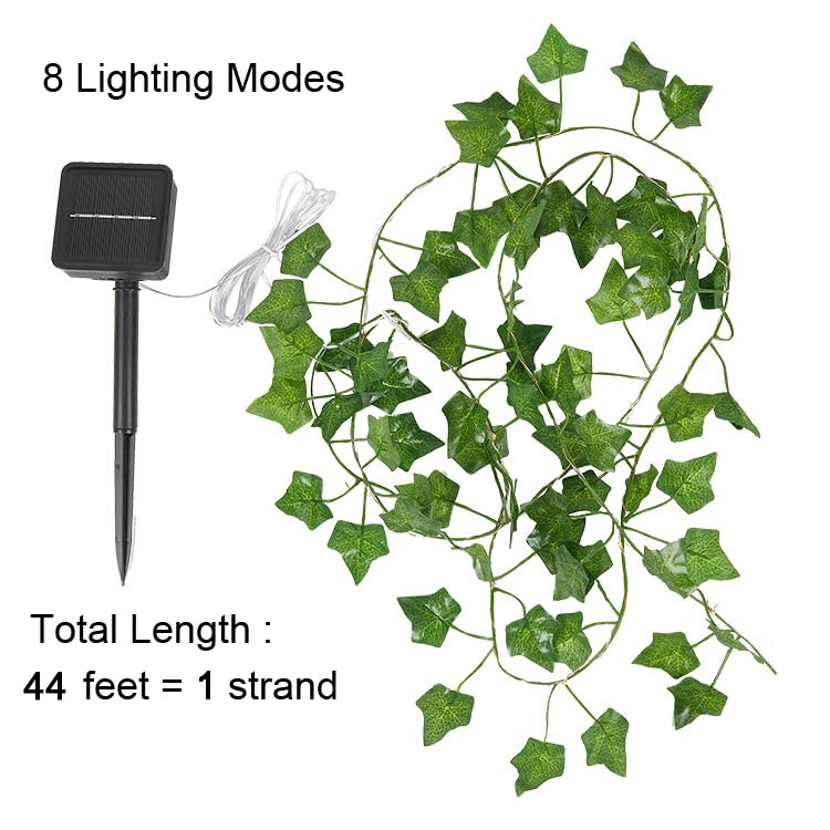 Contatto 41 Feet Solar String Lights with Waterproof LED Outdoor Decor, Artificial Ivy Vines, Patio, Balcony, Garden, Party - size: 41FT Solar Powered