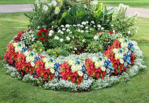 Artificial Daisy Flowers 6 Bundles UV Resistant Fake Silk Flowers No Fade Outdoor Flowers for Wreath Garden Porch Front Door Window Box (Red, White & Blue) - color: Red, White & Blue