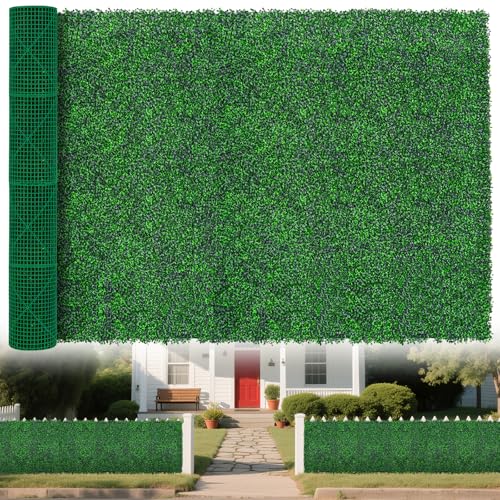 Yangrass Artificial Greenery Wall Roll,71"x 144"(72 sq.ft) UV-Anti Faux Boxwood Roll Panels Greenery Backdrop, Vine Leaf Fence Panels for Garden Fence Covering Privacy, Outdoor Indoor Home Decor - size: 71x144IN