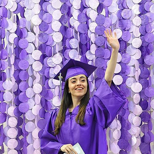205Ft Lavender Party Decoration Ombre Purple Polka Dot Backdrop Streamer Tissue Paper Circle Dot Hanging Garland for Birthday Bachelorette Wedding Bridal Shower Engagement Lilac Violet Party Supplies - color: Ombre Purple