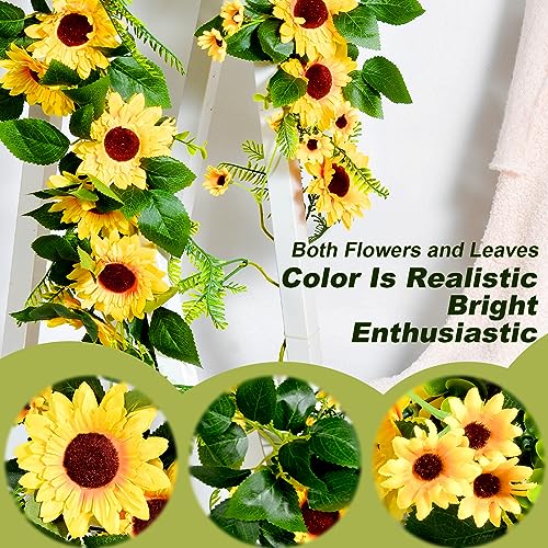 Naidiler Vibrant Full Sunflower Garland for Decoration, 6.2Ft Pretty Sunflower Vine for Wedding Baby Shower Boho Birthday Party Table Room Backdrop Décor - color: Yellow Green