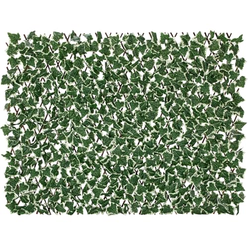 Expandable Fence Privacy Screen for Balcony Patio Outdoor, Greenery Expandable Stretchable Covers Panel Privacy Fence, Single Sided Leaves (Green White Ivy, 1 Pack) - color: Green&White Ivy, size: 1 Pack