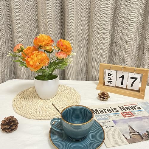 2 Packs Small Fake Potted Flowers for Home Indoor Decor, Orange Artificial Ranunculus Flowers for Wedding Office Dinning Living Room Bathroom Coffee Table Decor - color: Orange