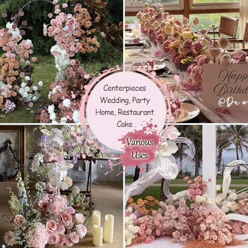 Silk Artificial Flowers Combo Box Set Dusty Pink Roses Gold Flowers Blush Pink Bridal Wedding Bouquets Cake DIY Fake Floral with Stems Arrangements Baby Shower Party Table Centerpieces Home Decor - color: Dusty Rose Gold