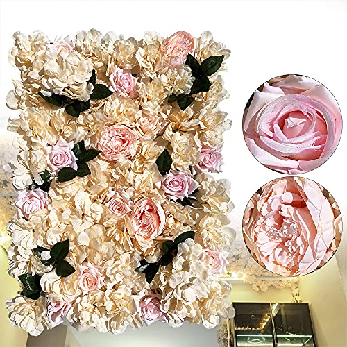 12PCS Artificial Flower Panels, Wedding Flower Panels Banquet Flowers Board, Flower Backdrop Wall for Photo Party Wedding Background Decor - color: 12pcs Artificial Flower Panels