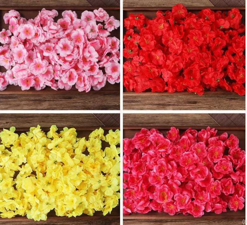 100 pcs Artificial Silk Cherry Blossom Flower Heads Spring Fake Plum Blossom Peach Blossom,Vase Fillers,Corsages for Wedding Decor,Nursery Wall,Archway Decor Wreath Garland Cake Ornaments (Pink) - color: Pink