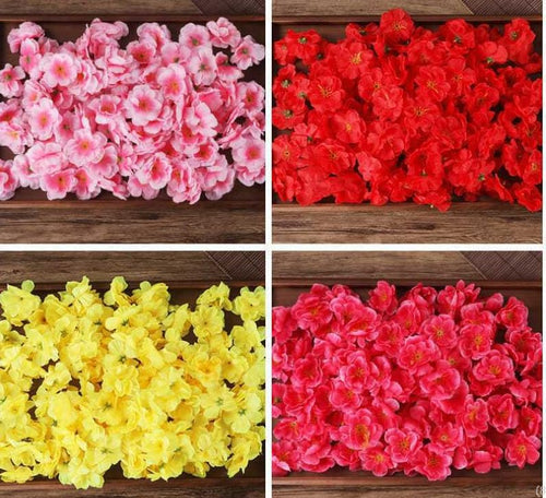 100 pcs Artificial Silk Cherry Blossom Flower Heads Spring Fake Plum Blossom Peach Blossom,Vase Fillers,Corsages for Wedding Decor,Nursery Wall,Archway Decor Wreath Garland Cake Ornaments (Pink) - color: Pink