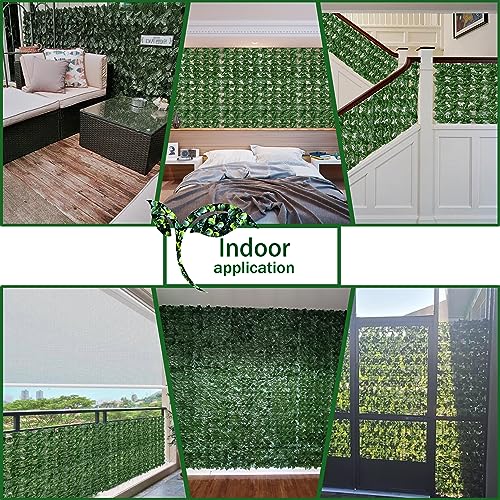 ODTORY Artificial Fence Privacy Screen: 4FT x 20FT UV-Anti Faux Greenery Backdrop Ivy Chain Link Shades Panels for Patio, Balcony, Garden,Deck,Backyard Indoor Outdoor Green Wall Decor - size: 4 ft x 20 ft- Chain Link