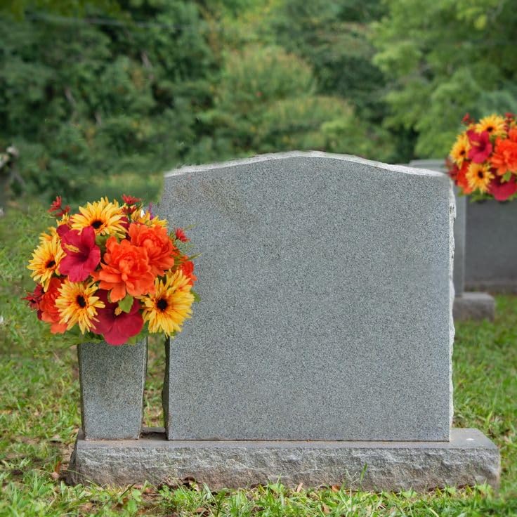 Cemetery Flowers for Grave Artificial Flowers for Cemetery 2 Bundles Faux Sunflowers Bouquet Orange Silk Floral Arrangements for Headstones Gravesite Vase Outdoor Porch Table Centerpieces Decor