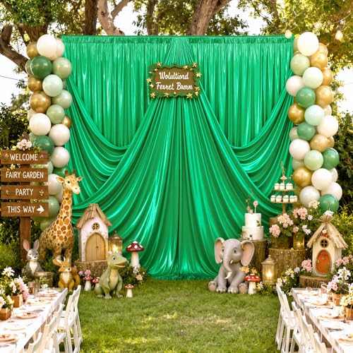 20ftx10ft Green Sequin Backdrop Curtain for Parties, Wrinkle Free Thick Glitter Sparkle Photo Backdrop Drapes 4 Panels 5x10FT Shimmer Back Drop Cloth for Wedding Birthday Photography Background - color: Green, size: 5'W×10'H _4 Panels