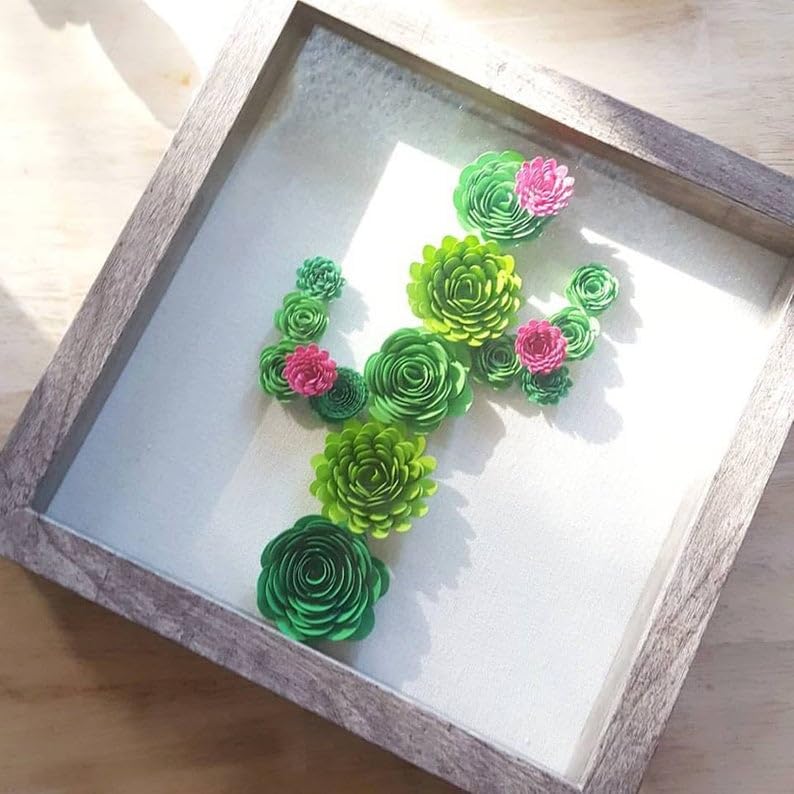 Mverse 3D Rolled Artificial Roses Paper Flowers, Mini Crafts DIY Gift Decorations for Shadow Box Frame, Graduation Cap, Cake Topper, Baby Floral Nursery (18 Pieces, Green) - color: 14- Green