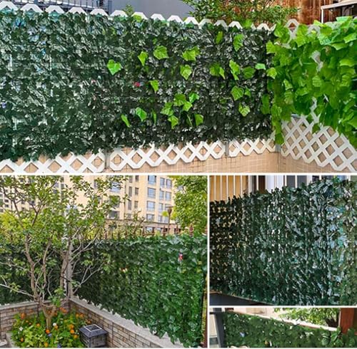 Privacy Fence Screen Artificial Ivy Grass Wall Screen 120x40 in Balcony Fence Privacy Screen Faux Vines Green Backdrop Fake Ivy Wall Panels Hedge Fence for Patio,Garden, Backyard Indoor Outdoor deocr - size: 120*40 inches without LED Lights