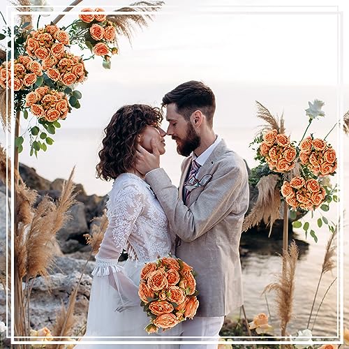 8 Bundles Artificial Peonies Flowers Boho Faux Flowers Arrangements Artificial Centerpiece Spring Bouquet Floral Wedding Decoration for Vase(Orange) - color: Orange