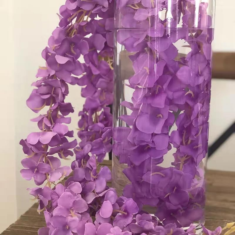 12 Pack Wisteria Flower Vines Garland, 3.75 Ft Artificial Flower Strings, Fake Hanging Flowers, Silk Wisteria Garland Flowers, Flower Vine for Wedding Garden Decor (Purple Blue) - color: Purple Blue