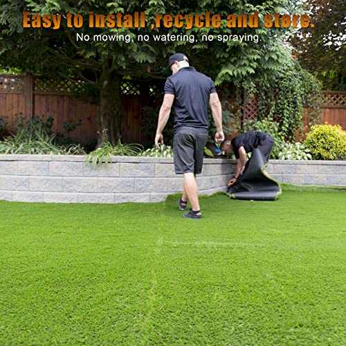 Heyroll Artificial Turf Grass 3' x 3', 1.38 Inch Realistic Artificial Grass Rug, Fake Grass Mat Thick with Rubber Backing, for Pets Dogs Garden Lawn Landscape Indoor Outdoor - size: 3' x 3'