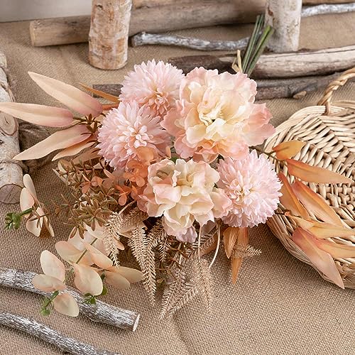 KIRIFLY Artificial Fake Flowers Plants Silk Flower Arrangements Wedding Bouquets Decorations Plastic Floral Table Centerpieces for Home Kitchen Garden Party Décor (Light Pink) - color: Light Pink