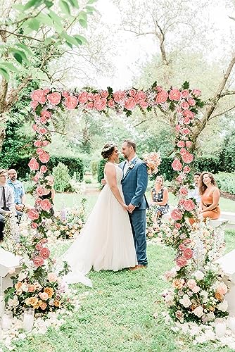 Lvydec 2 Pack Artificial Peony Flower Garland - 6ft Silk Peony Pink Flower Garland for Wedding Party Table Decoration (2, Pink) - color: Pink