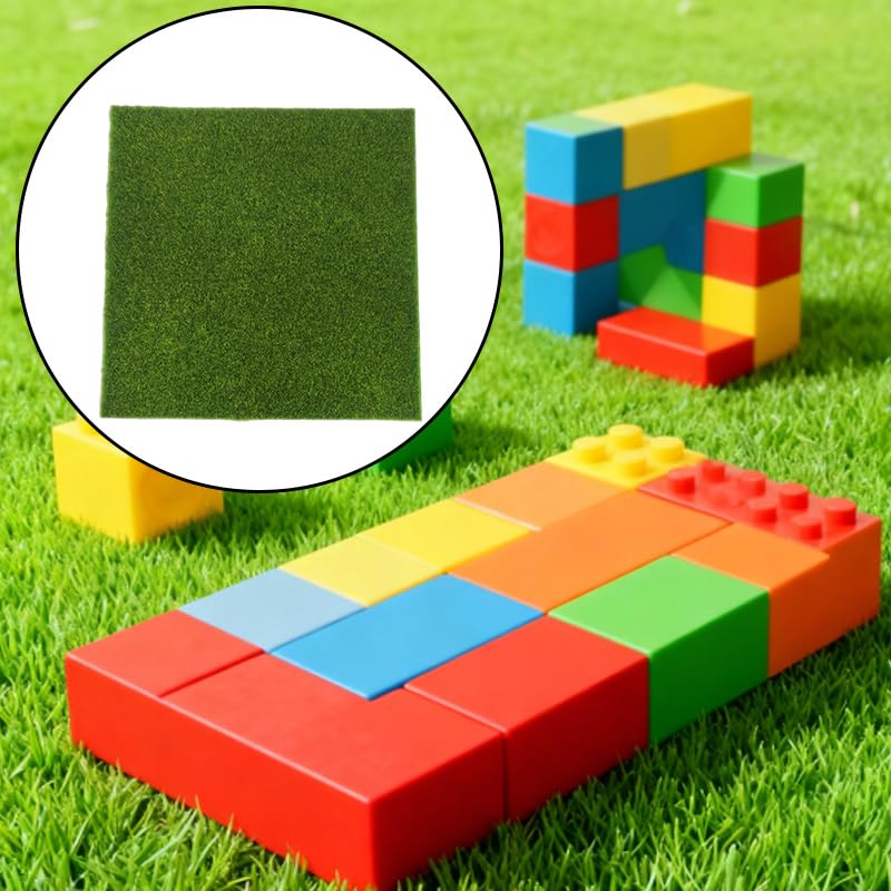 3Pcs Fake Grass Mat,Artificial Grass for DIY Crafts, Miniature Garden and Diorama Decoration(6x6 Inches)