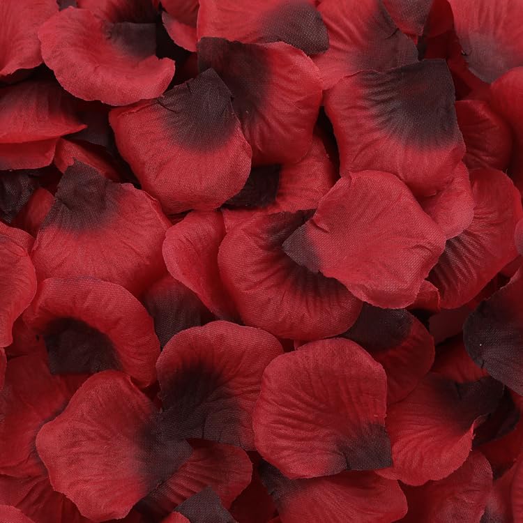 3300 PCS Artificial Fake Rose Petals,Flower Petals,Romantic Nightfor Her/Him Set,Wedding, Engagement, Party, in Bulk Flower Decorations（Dark Reddish with Black） - color: Dark Reddish With Black, size: 3300Pcs
