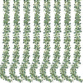 Sggvecsy 8 Pack Artificial Eucalyptus Garland Eucalyptus Leaves Vines Greenery Garland Faux Silver Dollar Eucalyptus Leaves for Table Party Wedding Indoor Outdoor Home Mantle Wall Decor - size: 8PCS
