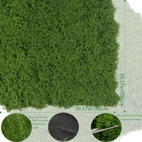 Fake Moss Mat 39" x 39" Faux Moss Blanket for Indoor Plants Dark Green Mossy Table Runner Artificial Moss Rug for Decorating Planters Crafts DIY Fairy Garden Floral Wedding 100 x 100cm - color: Green, 39 x 39 Inch/100x100cm