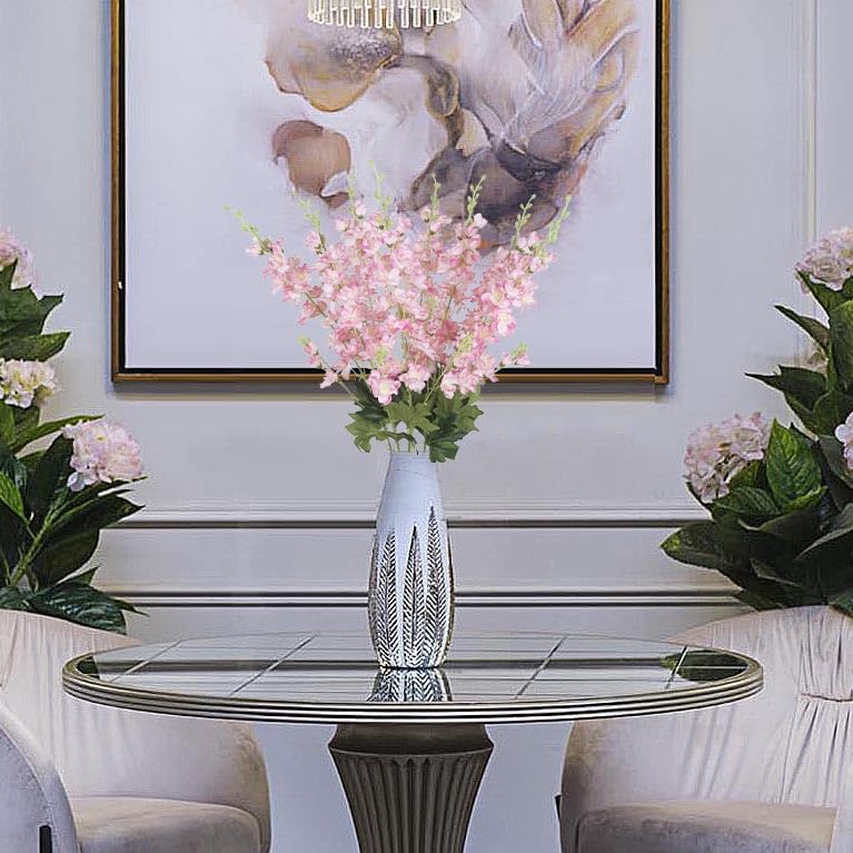 8PCS Faux Pink Delphinium 33.5'' Long Stem Artificial Delphinium Flowers Fake Larkspur Flowers for Home Wedding Garden Table Centerpieces Decor(Gradient Pink) - color: Gradient Pink