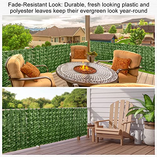 Funtery 3 Pieces Balcony Privacy Screen 39.4 x 118 Inch Outdoor Artificial Ivy Privacy Fence Artificial Hedges Fence and Faux Ivy Vine Leaf Decoration for Outdoor Garden Patio Balcony Decor