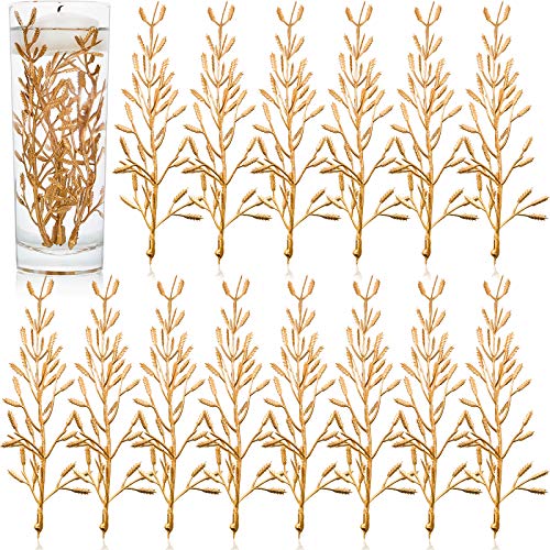 WILLBOND 50 Pcs Faux Flowers for Floating Candles Floating Flowers Vase Fillers for Centerpieces Mini Flower Filler Filling in Cylinder for Wedding Centerpiece Party Decor (Gold) - color: Gold