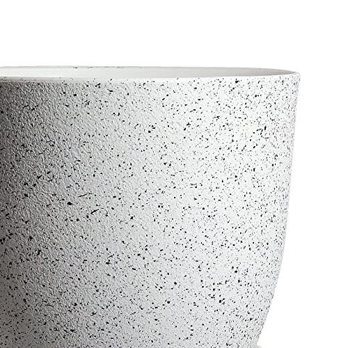 WOUSIWER Plant Pots 10/9/8 inch, Set of 3 Modern Decorative Plastic Planters with Drainage Holes and Saucers for House Plants Indoor Flowers Plants, White Speckles - color: White Speckles
