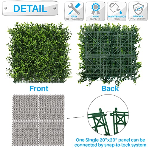 Patio Paradise Artificial Greenery Grass Wall Panels, 20"x20" (6pc) Faux Grass Boxwood Backdrop Fake Ivy Privacy Screen Green Hedge for Indoor Outdoor Décor, 9 3D Mixed - color: #9 3D Mixed, size: 20"x20"