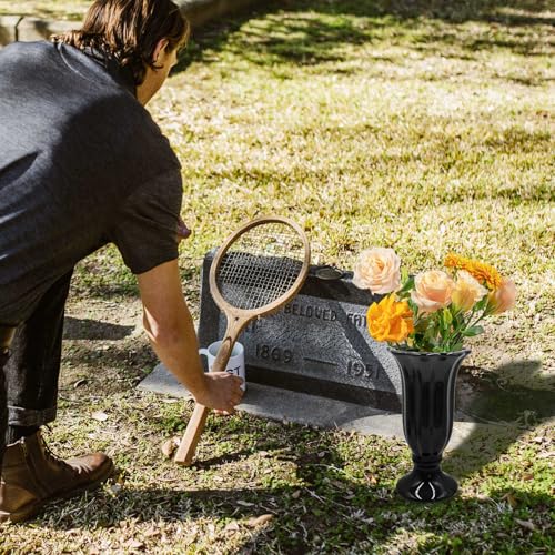 Cemetery Vase for Grave Decorations With Metal Spike, Ceramics Vase for Memorial Markers, Graveside Decor Sign for Outdoor Yard Lawn - size: 1 Pack