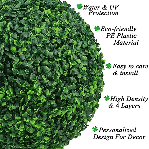Sunnyglade 2 PCS 10 inch 4 Layers Artificial Plant Topiary Ball Faux Boxwood Decorative Balls for Backyard, Balcony,Garden, Wedding and Home Décor (10 inch) - size: 10 inch