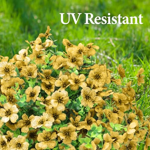 ATTGREAT Artificial Flowers Outdoors Faux Plants UV Resistant Fake Flowers Daisy 12 Bundles Plastic Greenery Plnats Outside for Garden Planter Patio Porch Spring Summer Home Home Decor, Yellow - color: Yellow, size: 12PCS
