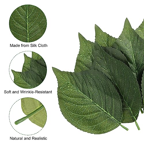 PATIKIL 6.3x3.9 Artificial Green Leaves, 60 Pcs Bulk Greenery for Wedding Bouquets Wreaths Decor, Fake Hydrangea Leaves