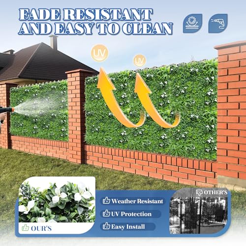 ECOOPTS 40"x40" Faux Ivy Privacy Fence Screen Artificial Boxwood Panels Topiary Hedge Plants for Indoor Outdoor Decoration, #2 Mixed Leave, 1 Pack - color: 40"x40" #2 Mixed Leave, size: 40"x40"