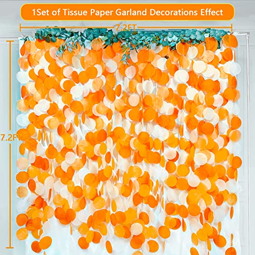 205 Ft Orange Party Decorations Big Circle Dots Backdrop Garland Ombre Orange Tissue Paper Polka Dot Hanging Streamer for Birthday Engagement Wedding Fall Autumn Thanksgiving Harvest Party Supplies - color: Orange