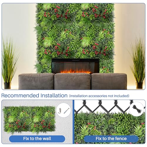 ECOOPTS 40"x40" Faux Ivy Privacy Fence Screen Artificial Boxwood Panels Topiary Hedge Plants for Indoor Outdoor Decoration, Style 12 Mixed Leave, 1 Pack - color: 40"x40" #12 Mixed Leave, size: 40"x40"